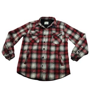 Distortion Plaid Fleece‎ Lined Flannel Shirt Jacket Size Large 14-16